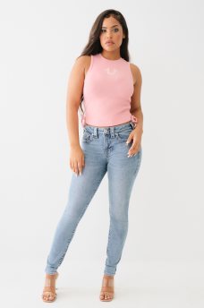 EMBROIDERED RUCHED RIB TANK, image 4