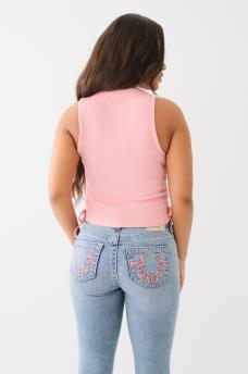 EMBROIDERED RUCHED RIB TANK, image 5