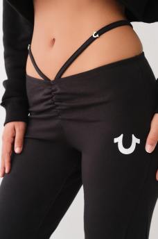 RUCHED STRAPPY FLARE LEGGING, image 1