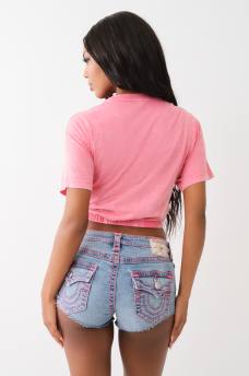 EMBROIDERED CROP BUBBLE TOP