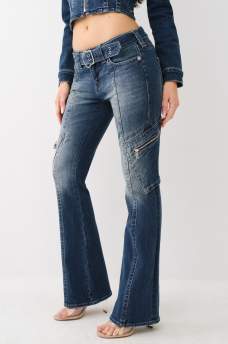 BECCA BELTED CARGO BOOTCUT JEAN, image 1