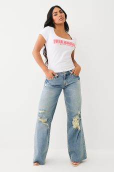 LEILA DISTRESSED LOW RISE JEAN, image 1