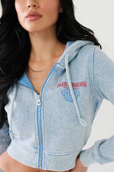 TRUE RELIGION ZIP CROP HOODIE, image 2
