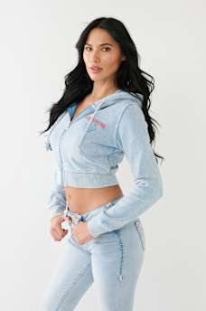 TRUE RELIGION ZIP CROP HOODIE, image 3