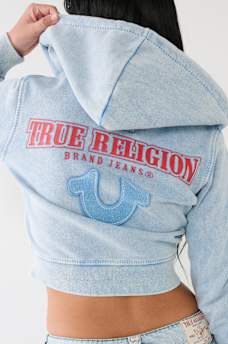 TRUE RELIGION ZIP CROP HOODIE, image 1