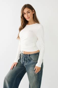 CAMISETA BABY FRUNCIDA CON HERRADURA EN CRISTALES, image 3