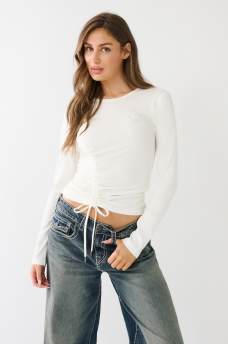 CAMISETA BABY FRUNCIDA CON HERRADURA EN CRISTALES, image 1