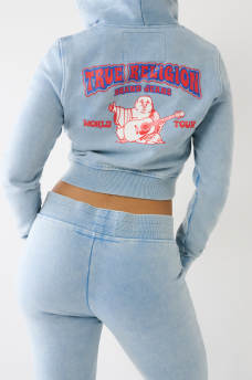 BIG T LOGO CROP HOODIE