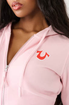BIG T LOGO ZIP CROP HOODIE, image 2