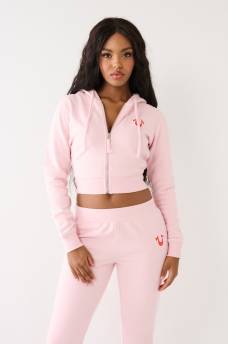 BIG T LOGO ZIP CROP HOODIE, image 5