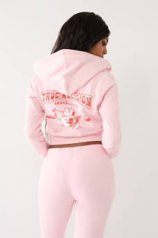 BIG T LOGO ZIP CROP HOODIE, image 7