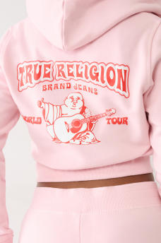 BIG T LOGO ZIP CROP HOODIE, image 1