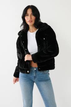 FAUX FUR TRUCKER JACKET