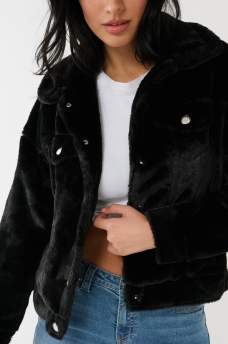 FAUX FUR TRUCKER JACKET