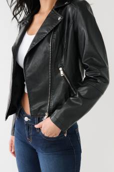 FAUX LEATHER MOTO JACKET