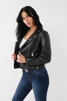 FAUX LEATHER MOTO JACKET