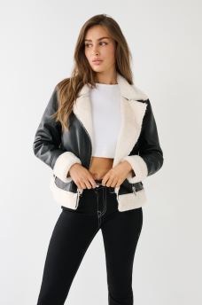 SHEARLING FAUX LEATHER JACKET
