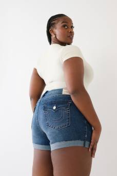 PLUS JENNIE ROLLED DENIM SHORT , image 2