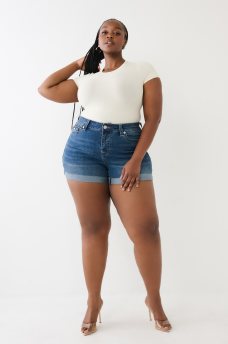 PLUS JENNIE ROLLED DENIM SHORT , image 1