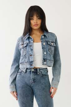  JIMMY CROP TERRY DENIM JACKET, image 1