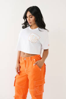 HORSESHOE PUFF PRINT CROP TEE, image 1
