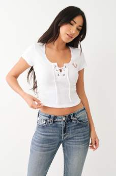 GLITTER HORSESHOE LACE UP TEE, image 2