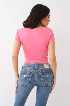 GLITTER HORSESHOE LACE UP TEE, image 5