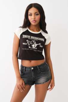 BUDDHA LOGO RINGER BABY TEE, image 1