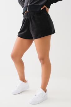 CRYSTAL LOGO VELOUR SWEAT SHORT, image 2