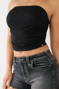 RUCHED LACE TUBE TOP, image 3