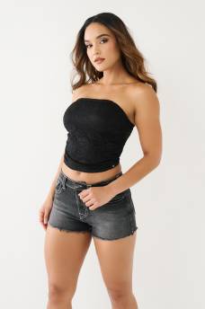 RUCHED LACE TUBE TOP, image 1