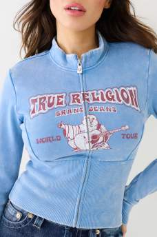 TRUE RELIGION LOGO ZIP CROP JACKET