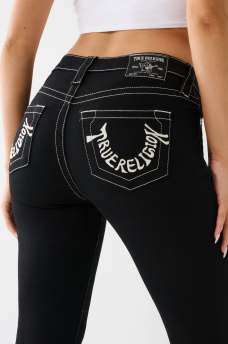  BECCA WARPED LOGO MID RISE BOOTCUT JEAN, image 1