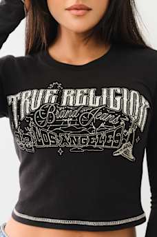 CRYSTAL CONTRAST STITCH LONG SLEEVE BABY TEE, image 3