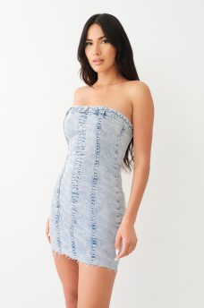 MONOGRAM DENIM TUBE DRESS, image 3