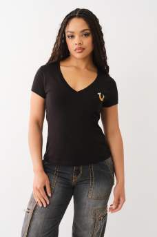 OMBRE CRYSTAL V NECK TEE, image 2