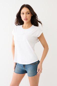  EMBROIDERED LOGO CUFF SLEEVE TEE, image 1
