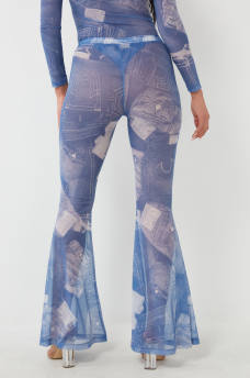 JEAN GRAPHIC PRINT MESH FLARE PANT, image 2