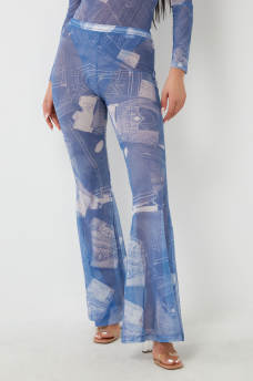JEAN GRAPHIC PRINT MESH FLARE PANT, image 3