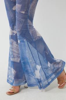 JEAN GRAPHIC PRINT MESH FLARE PANT, image 4