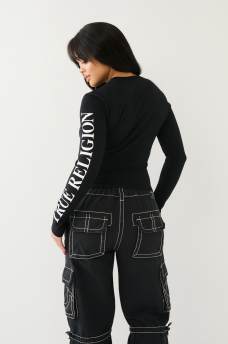 Branded Cutout Long Sleeve Top, image 5