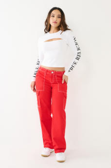 Branded Cutout Long Sleeve Top, image 4