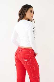 Branded Cutout Long Sleeve Top, image 5