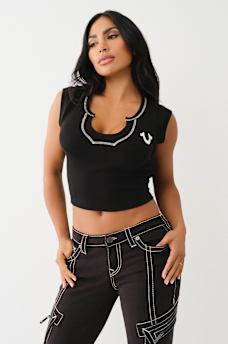 HORSESHOE NOTCH CROP TEE, image 1