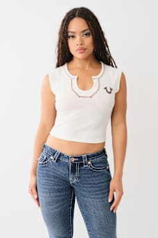 HORSESHOE NOTCH CROP TEE, image 3