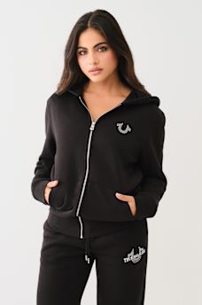 STUDDED BOYFRIEND ZIP HOODIE, image 3
