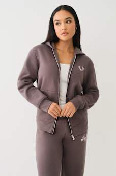 STUDDED BOYFRIEND ZIP HOODIE, image 2
