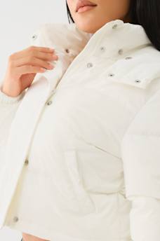 FAUX PATENT LEATHER HOODED PUFFER JACKET , image 5