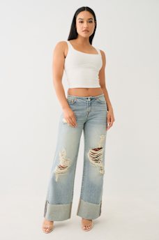 LEILA CUFFED LOW RISE BAGGY JEAN, image 4