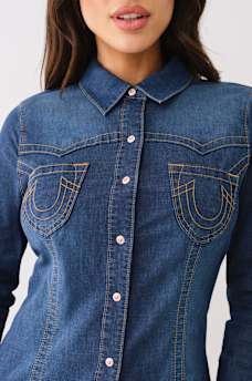 FITTED WESTERN DENIM SHIRT, image 2